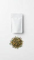 Botanical loose-leaf tea in matte pouch